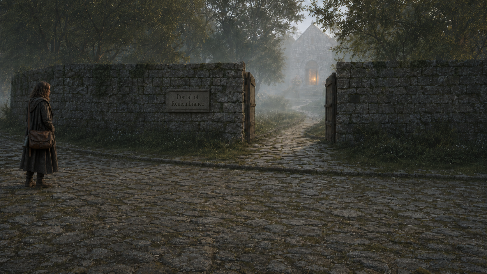 Standing outside the gate of the Portal of Remembrance